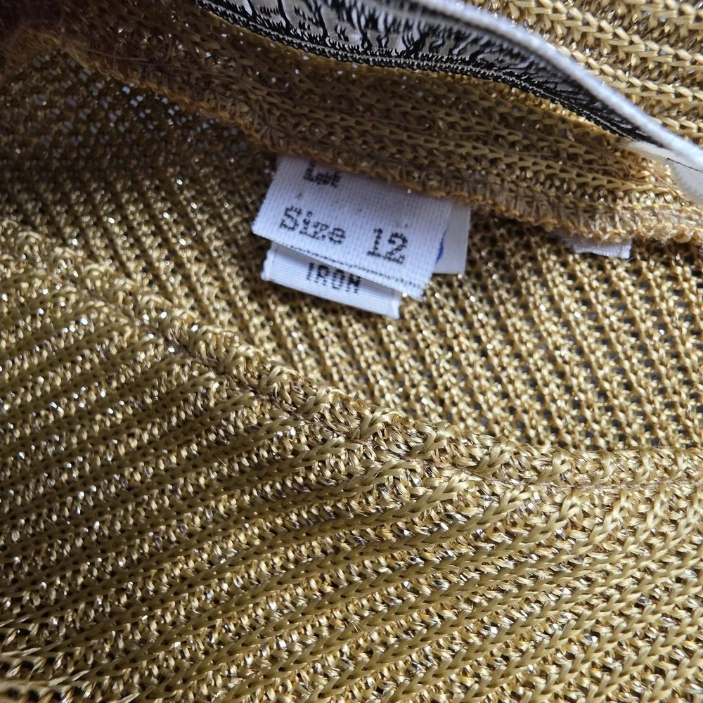 Vintage Joseph Magnin Women's 12 Gold Metallic Knit  Sweater Top 80s Glam Blouse - Picture 6 of 12